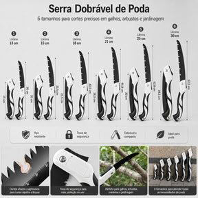 Serra de Poda Dobrável Telescópica — Lâmina Trifacetada