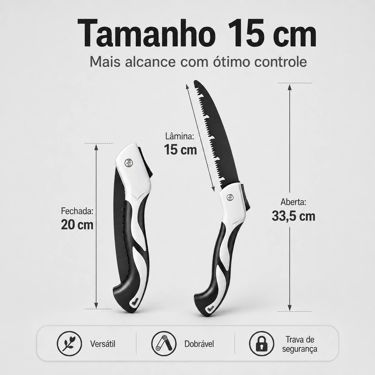 Serra de Poda Dobrável Telescópica — Lâmina Trifacetada