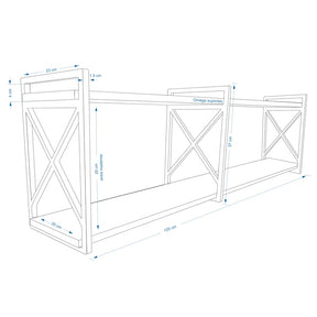 Prateleira Flutuante Estilo Industrial 115cm Suspensa na Parede - Kit Completo