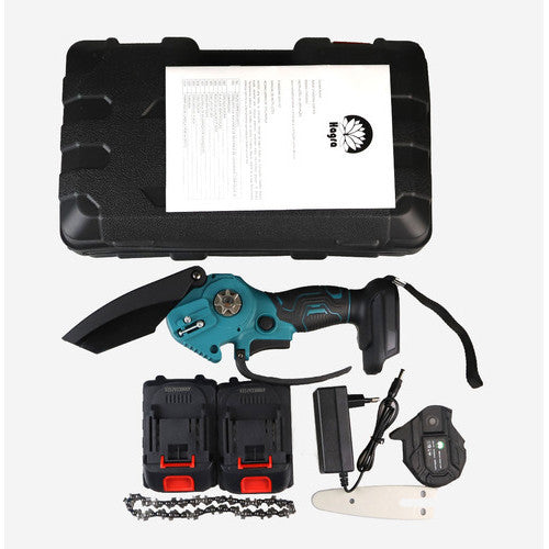 Mini Motosserra Elétrica Portátil Sem Fio Bivolt 110v/220v 4 Polegadas 2 Baterias e Maleta Hagra