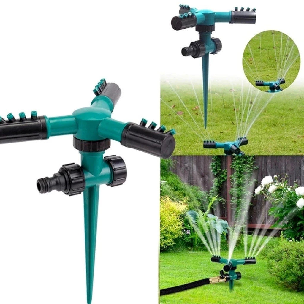 Aspersor para jardim com 3 bracos rotativos e cobertura uniforme