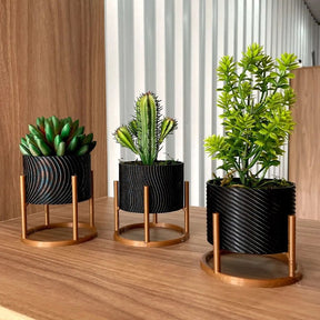 Vasos para Plantas - 3 Vasos Cachepot com Suporte