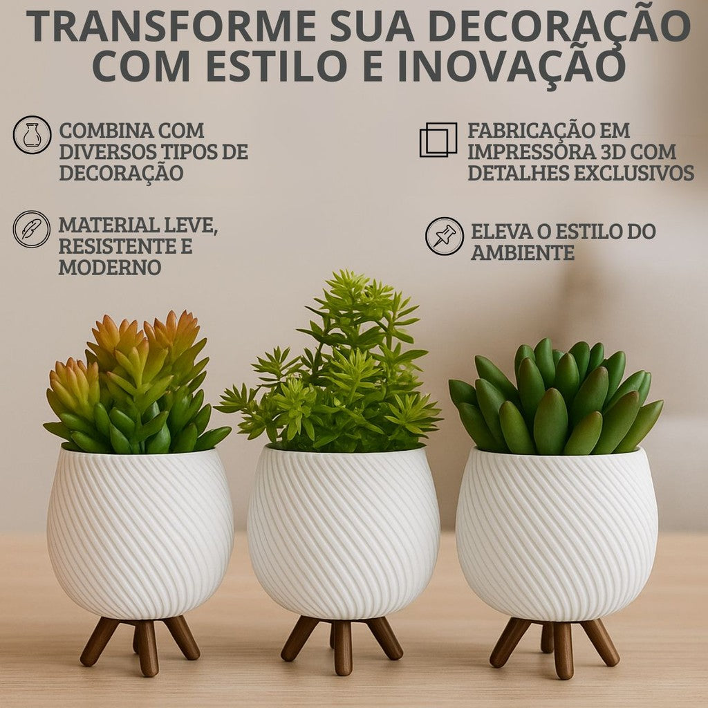 Vasos Para Plantas - Trio de Vasos Cachepot Minimalista