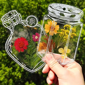 Marcadores Transparentes com Flores Naturais Secas – Kit 20 Unidades Exclusivas