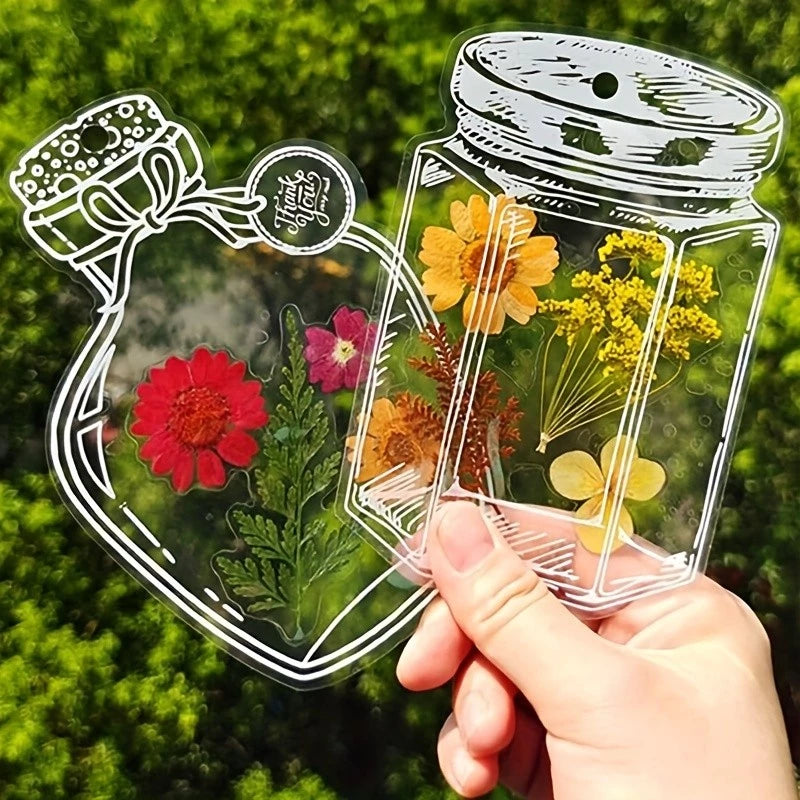 Marcadores Transparentes com Flores Naturais Secas – Kit 20 Unidades Exclusivas