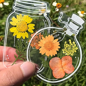 Marcadores Transparentes com Flores Naturais Secas – Kit 20 Unidades Exclusivas