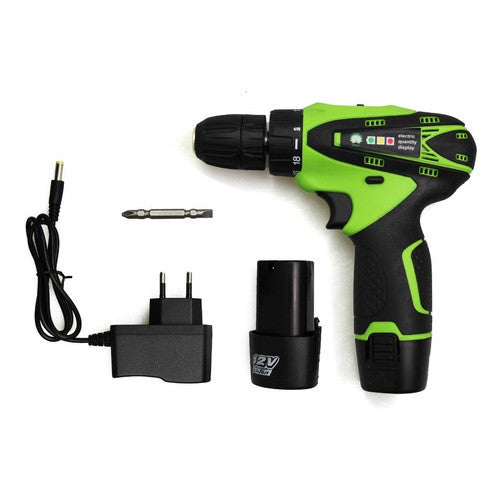 Parafusadeira e Furadeira12V 2 Baterias Sem Fio Com Maleta Bivolt 110V/220V 2 Velocidades