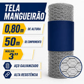 Tela Mangueirão Galvanizada 0,80 × 50 m Fio 18