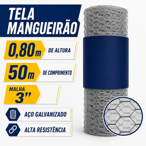 Tela Mangueirão Galvanizada 0,80 × 50 m Fio 18