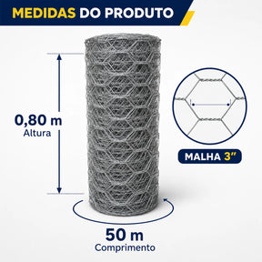 Tela Mangueirão Galvanizada 0,80 × 50 m Fio 18