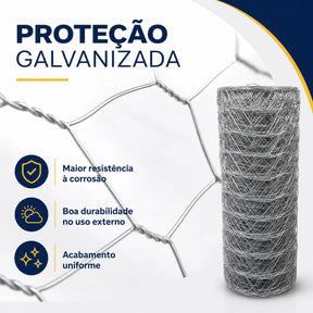 Tela Mangueirão Galvanizada 0,80 × 50 m Fio 18