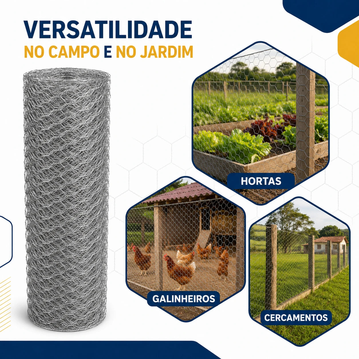 Tela Mangueirão Galvanizada 0,80 × 50 m Fio 18