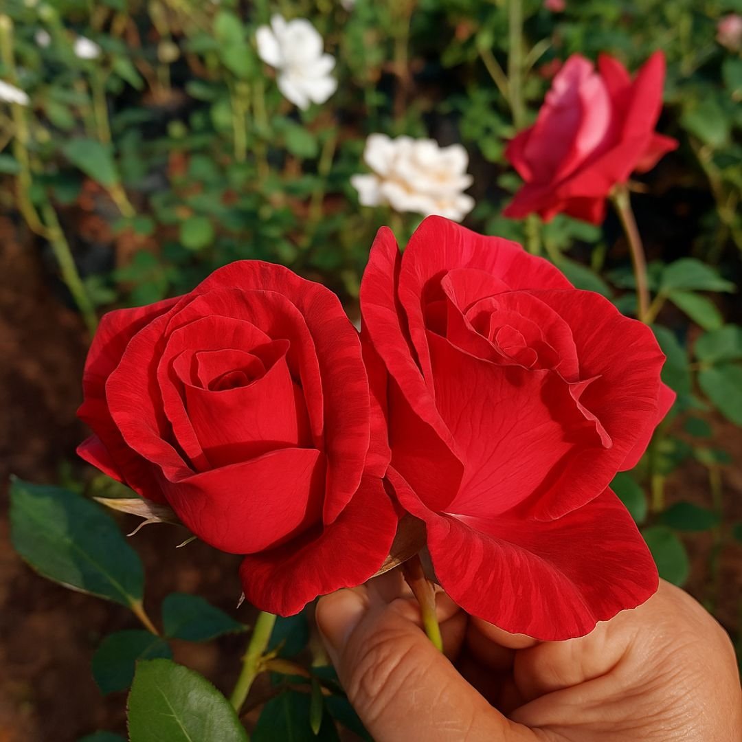 Muda de Roseira Vermelha Rajada Vermelho Intenso e Elegância Clássica